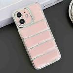 For iPhone 12 Electroplated Silver Edge Eiderdown TPU Phone Case(Pink)