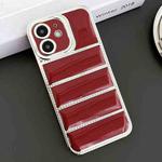 For iPhone 12 Electroplated Silver Edge Eiderdown TPU Phone Case(Red)