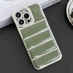 For iPhone 12 Pro Electroplated Silver Edge Eiderdown TPU Phone Case(Green)