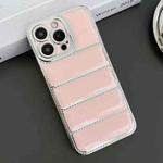 For iPhone 12 Pro Max Electroplated Silver Edge Eiderdown TPU Phone Case(Pink)