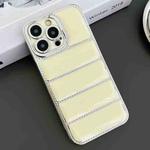 For iPhone 13 Pro Electroplated Silver Edge Eiderdown TPU Phone Case(Yellow)