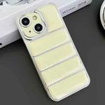 For iPhone 14 Plus Electroplated Silver Edge Eiderdown TPU Phone Case(Yellow)