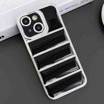 For iPhone 14 Plus Electroplated Silver Edge Eiderdown TPU Phone Case(Black)