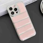 For iPhone 14 Pro Electroplated Silver Edge Eiderdown TPU Phone Case(Pink)