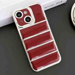 For iPhone 15 Electroplated Silver Edge Eiderdown TPU Phone Case(Red)