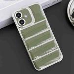 For iPhone 16 Plus Electroplated Silver Edge Eiderdown TPU Phone Case(Green)