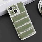 For iPhone 14 Electroplated Silver Edge Eiderdown TPU Phone Case(Green)