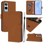 For Cricket Icon 6 Skin Feel Solid Color Leather Phone Case with Lanyard(Brown)