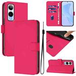 For Cricket Icon 6 Skin Feel Solid Color Leather Phone Case with Lanyard(Rose Red)