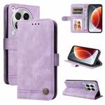 For Tecno Camon 30 Premier Skin Feel Life Tree Metal Button Leather Phone Case(Purple)