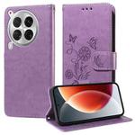 For Tecno Camon 30 Premier Embossed Butterfly Flowers Leather Phone Case(Purple)