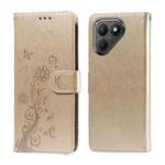 For Tecno Pova 7 5G Embossed Butterfly Flowers Leather Phone Case(Gold)