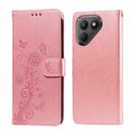 For Tecno Pova 7 5G Embossed Butterfly Flowers Leather Phone Case(Rose Gold)