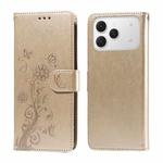 For Tecno Spark 40 4G Embossed Butterfly Flowers Leather Phone Case(Gold)