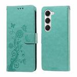For Tecno Spark 40 Pro  4G Embossed Butterfly Flowers Leather Phone Case(Green)