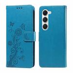 For Tecno Spark 40 Pro  4G Embossed Butterfly Flowers Leather Phone Case(Blue)