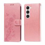 For Tecno Spark 40 Pro  4G Embossed Butterfly Flowers Leather Phone Case(Rose Gold)