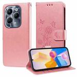 For Infinix Hot 40 / Hot 40 Pro Embossed Butterfly Flowers Leather Phone Case(Rose Gold)