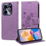 For Infinix Hot 40i Embossed Butterfly Flowers Leather Phone Case(Purple)