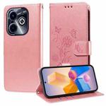 For Infinix Hot 40i Embossed Butterfly Flowers Leather Phone Case(Rose Gold)