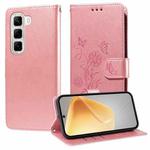 For Infinix Hot 50 4G Embossed Butterfly Flowers Leather Phone Case(Rose Gold)