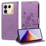 For Infinix Note 40 5G Embossed Butterfly Flowers Leather Phone Case(Purple)