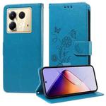 For Infinix Note 40 5G Embossed Butterfly Flowers Leather Phone Case(Blue)