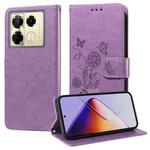 For Infinix Note 40 Pro 4G / 5G / Note 40 Pro+ Embossed Butterfly Flowers Leather Phone Case(Purple)