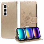 For Infinix Hot 50 Pro+ 4G Embossed Butterfly Flowers Leather Phone Case(Gold)