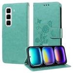 For Infinix Hot 50 Pro+ 4G Embossed Butterfly Flowers Leather Phone Case(Green)