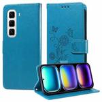 For Infinix Hot 50 Pro+ 4G Embossed Butterfly Flowers Leather Phone Case(Blue)