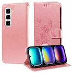 For Infinix Hot 50 Pro+ 4G Embossed Butterfly Flowers Leather Phone Case(Rose Gold)