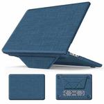 For MacBook Air 13.6 inch A3113 / A2681 Fabric Magnetic Holder Laptop Protective Case(Navy Blue)