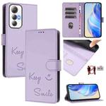 For Cubot Max 5 Smile Embossing RFID Leather Phone Case(Light Purple)