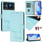 For Cubot A20 Smile Embossing RFID Leather Phone Case(Mint Green)