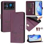 For Cubot A20 Smile Embossing RFID Leather Phone Case(Violet)