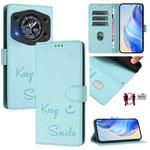 For Cubot A30 Smile Embossing RFID Leather Phone Case(Mint Green)