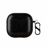 For AirPods 4 Leather Earphone Protective Case with Hook(Black)