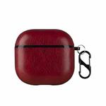 For AirPods 4 Leather Earphone Protective Case with Hook(Red)