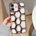 For iPhone 11 Electroplating Laser Engraving 3D Honeycomb Clear TPU Phone Case(Pink)
