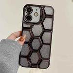 For iPhone 11 Electroplating Laser Engraving 3D Honeycomb Glitter TPU Phone Case(Black)