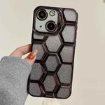 For iPhone 14 Electroplating Laser Engraving 3D Honeycomb Glitter TPU Phone Case(Black)