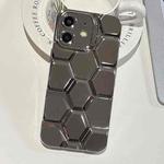 For iPhone 11 Electroplating Laser Engraving 3D Honeycomb TPU Phone Case(Grey)