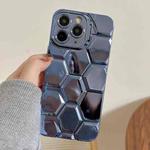For iPhone 11 Pro Electroplating Laser Engraving 3D Honeycomb TPU Phone Case(Blue)