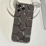 For iPhone 11 Pro Max Electroplating Laser Engraving 3D Honeycomb TPU Phone Case(Grey)