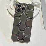 For iPhone 12 Pro Max Electroplating Laser Engraving 3D Honeycomb TPU Phone Case(Grey)