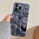 For iPhone 12 Pro Max Electroplating Laser Engraving 3D Honeycomb TPU Phone Case(Blue)