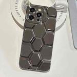 For iPhone 12 Pro Electroplating Laser Engraving 3D Honeycomb TPU Phone Case(Grey)