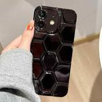 For iPhone 12 Electroplating Laser Engraving 3D Honeycomb TPU Phone Case(Black)