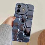 For iPhone 12 Electroplating Laser Engraving 3D Honeycomb TPU Phone Case(Blue)